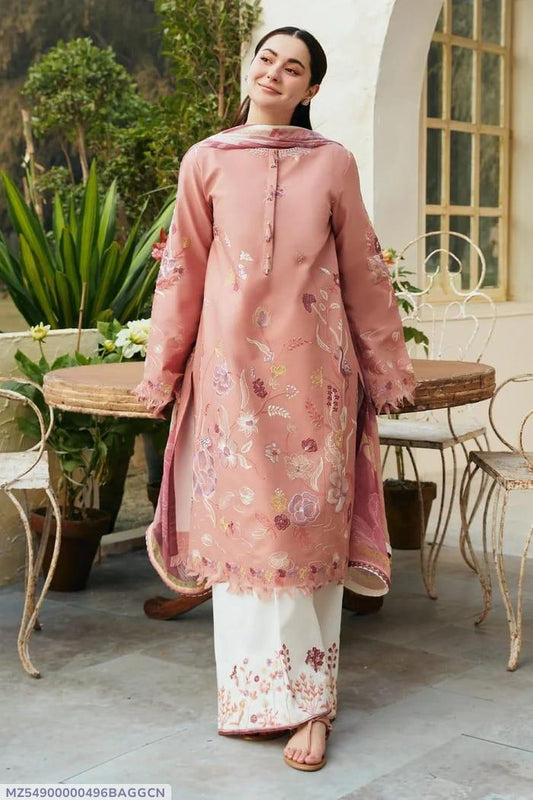 3 Pcs Women's Unstitched Embroidered Suit