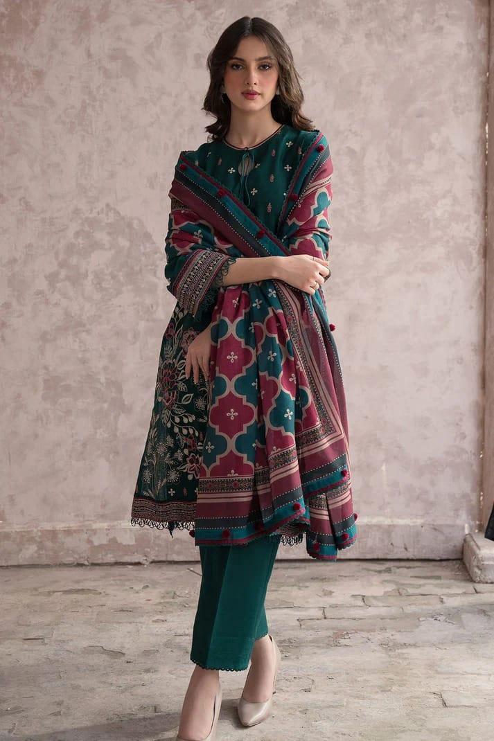 3 Pcs Women's Unstitched Embroidered Suit