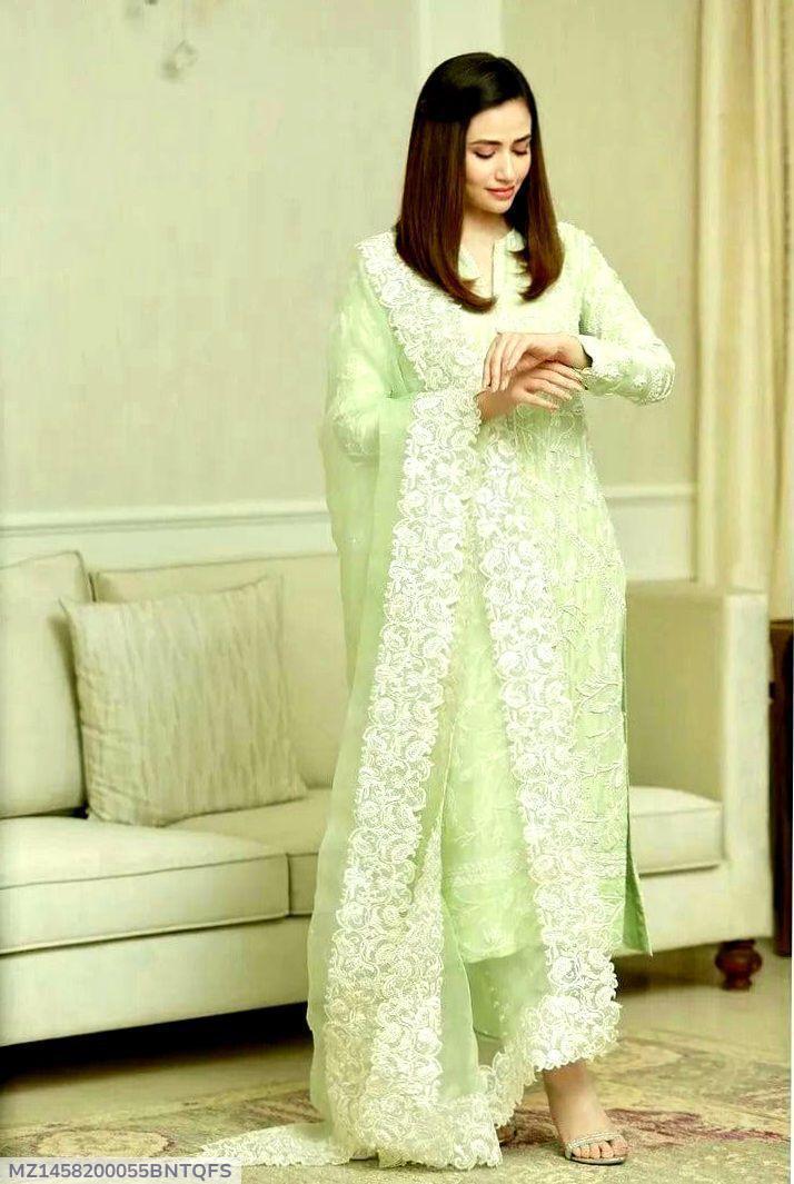 3 Pcs Women's Unstitched Linen Embroidered Suit