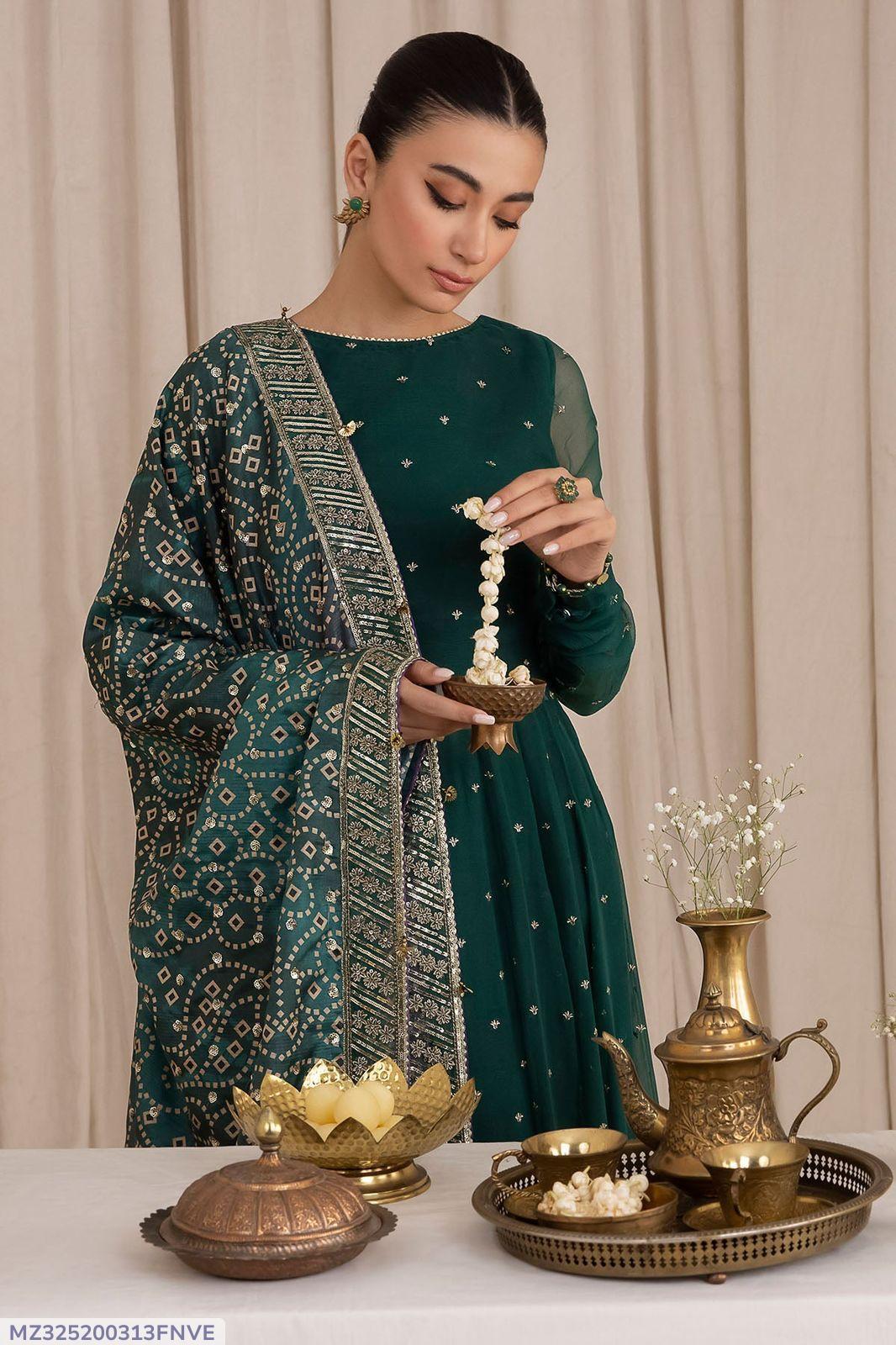 3 Pcs Women's Unstitched Embroidered Suit